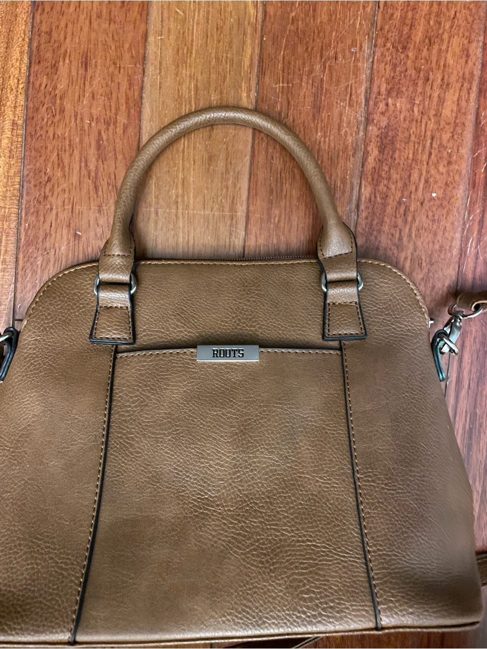 Roots Brown Satchel Handbag with Top Handles